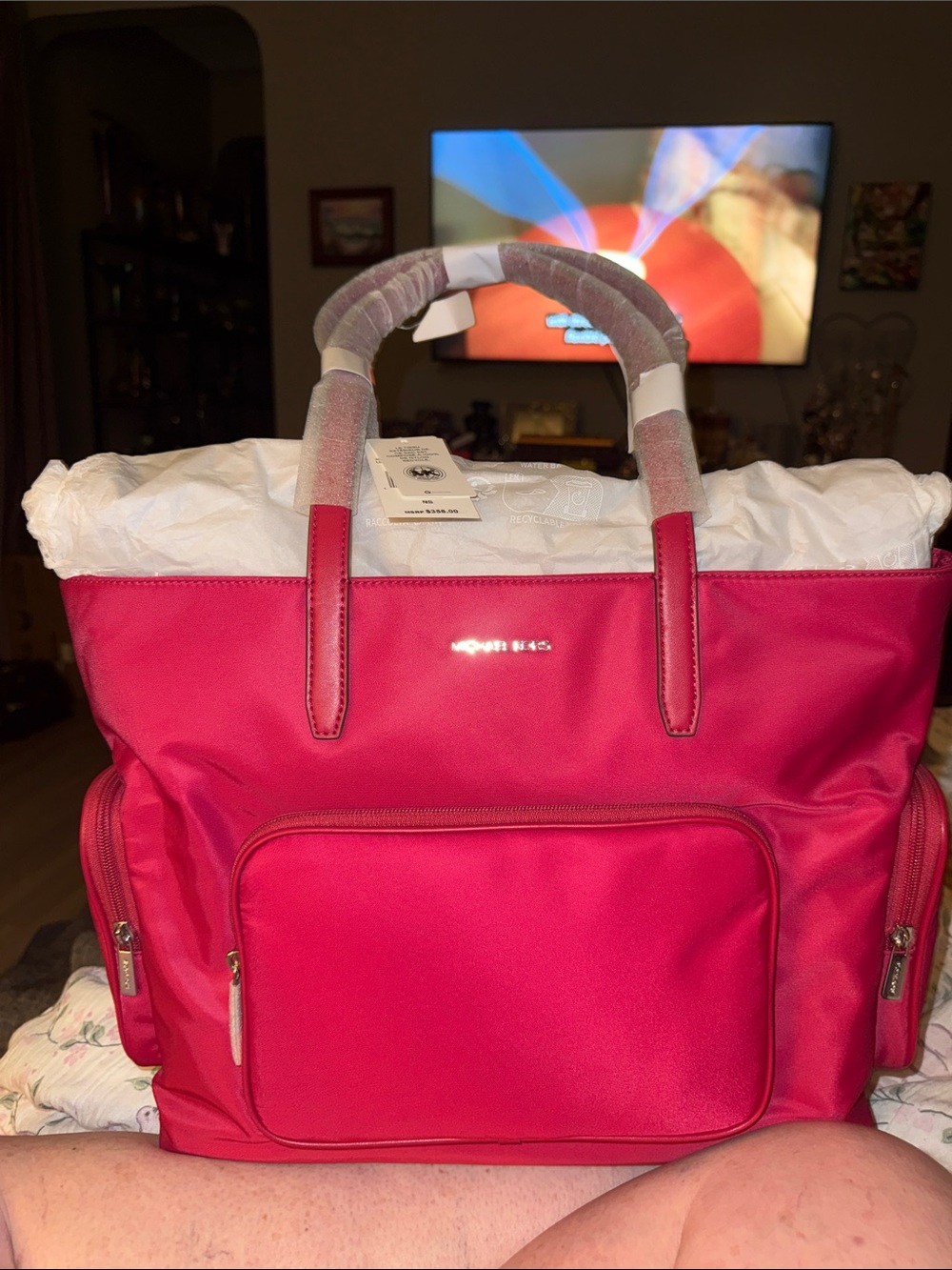 kate spade Fuchsia/rasberry Nylon Tote with Front Zip Pocket - large